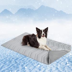 SCENEREAL Dog Cooling Mat, Reversible Self-Cooling Dog Pad (Cool & Warm), 48"x28" Thicken Ice Cool Mat for Crate Kennel Sofa Indoor Outdoor No Toxic Gel, Machine Washable (Glacial Grey)