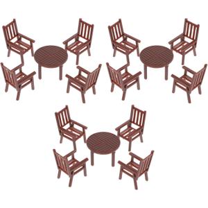Toyvian 4 Sets Dollhouse Miniature Furniture Mini House Table and Chair Models Set 1: 50 Plastic Furniture for DIY Fairy Garden Dollhouse Decoration Pretend Table Chair