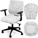 Chumia Teacher Office Chair Slipcover Black and White Polka Dots Cover
