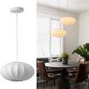 11.5in Small Lantern Pendant Light, Imitation Silk Lampshade, White Bubble Pendant Light, Large Hanging Lamp Simple Chandelier for Dinning Room Kitchen Island Bedroom Restaurant Cafe