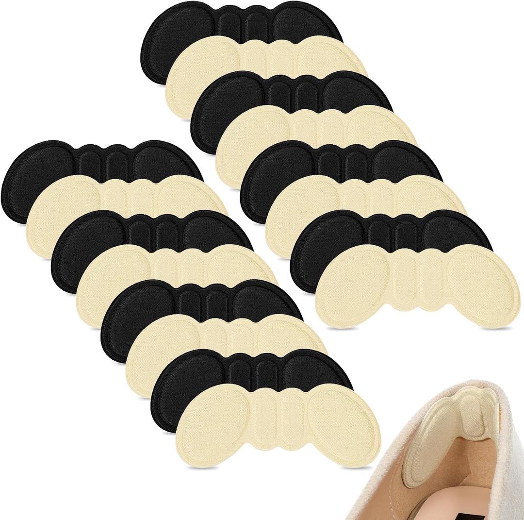 8 Pairs Heel Pads for Shoes Shoes Pads for Women Premium Foam Heels Cushions Protectors Too Big Anti-Slip Grips Pad for Women Men Stop Slipping Rubbing Foot Pain (Black Beige)