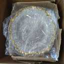 CN JIAHE 13inch Clear Acrylic Reef Gold Rim Charger Plates Set of 8, for Dinner, Wedding, Party, Event Decoration.