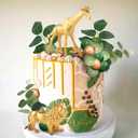 Safari Jungle Animals Cake Decorations,Jungle Animal Figure Picks Jungle Wild One Animals Cake Decorations for Baby Shower Safari Birthday Party.