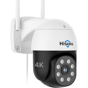 Hiseeu 4K 8MP Security Camera Outdoor, Wireless Home Security Camera with Pan & Tilt, WiFi Pro 2.4/5GHz, Auto Tracking, Color Night Vision, Two Way Audio, IP66, Plug in, No Subscription