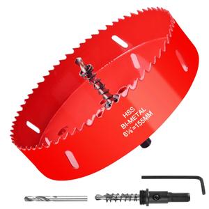 6-1/ 8Inch / 155mm Hole Saw for Wood, Plastic Board, Ceiling, Drywall, and Metal Sheet - HSS Bi-Metal Hole Cutter with Pilot Drill Bit