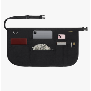 7 Pockets Server Apron with Buckle Closure & Zippered Money Pouch – Stain Resistant, Black Waitress Apron