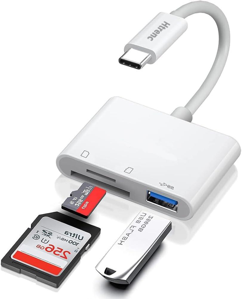 USB C SD TF Memory Card Reader, 3-in-1 Type C Camera Adapter Compatible with iPad, iPhone 15, MacBook Pro/Air,Chromebook Samsung and More USB C Devices