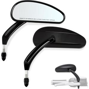 FOVPLUE Handlebar Mount Mirrors,Teardrop Motorcycle Rearview mirrors for 1982-2025 Harley Models,for CVO Dyna Touring Electra Glide Road Glide Road King Softail Street Glide Sportster 1200 883,Black