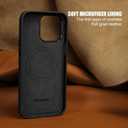 Black Genuine Leather Case for iPhone 15 Pro Max with Hidden Stand, Multifunctional Slim Fit Unique Designer Phone Protective Cover Compatible with MagSafe for Men Women