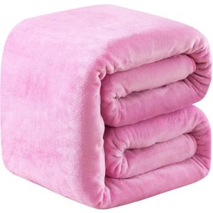 Fleece King Size Summer Blanket All Season 350GSM Lightweight Throw for The Bed Extra Soft Brush Fabric Winter Warm Sofa Blanket 90" x 108"(Pink King)