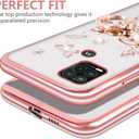 Compatible with Moto G Stylus 5g Case Clear Cute Soft Ring Stand Girls Women Shockproof Fall Protection Cover Glitter Diamond Electroplate Floral Butterfly Pattern Case for G Stylus 5g (Rose Gold)