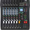 XTUGA 6 Channel Audio Mixer, Professional Sound Board Mixer, DJ Mixing Console System Audio Interface,48V Phantom Digital Effect for PC Podcast Studio Karaoke Streaming Live Recording(CT60)