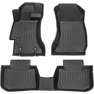 All-Weather TPE Rubber Floor Mats Compatible with 2012 2013 2014 2015 2016 Subaru Impreza, 2013-2015 XV Crosstrek, 2016 2017 Crosstrek, 2015-2021 WRX STI, Custom Fit Full Car Carpet Liners Set (Black)