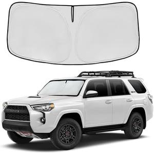 Windshield Sun Shade for Toyota 4Runner 2010-2024 2025 2026 Front Window Shade Custom Fit 4Runner Accessories Sun Visor Foldable Shade Blocks UV Rays Summer Must Have Car Accessories