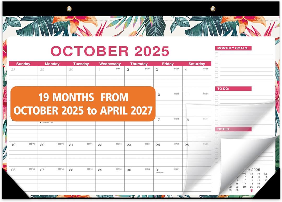 7 x Desk Calendar 2025-2027, October 2025 to April 2027, 21 Months Calendar with TO-DO List 16.5 * 12 Inch, 2025-2027 Desk Calendar for Home or Office Planning and Organizing