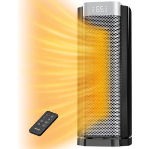 3rd-Gen AEOCKY Space Heater with AI Thermostat, 1500W PTC Electric Heaters for Indoor Use With Remote, 70 Oscillation, Utmost Silence, Safe Portable for Office, Bedroom, Room, Home (Black)