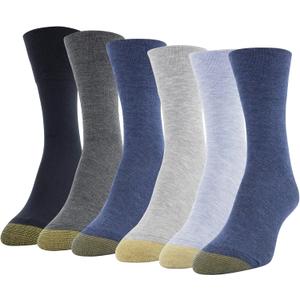 GOLDTOE Women's Ultra Soft Mid Crew Socks, 6-Pairs, Denim Assorted, Shoe Size: 6-9
