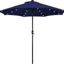 Yaheetech 9FT Solar Patio Umbrella w/Push Button Tilt & Crank, Navy Blue