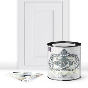 ALL-IN-ONE Paint, Durable cabinet and furniture paint. Built in primer and top coat, no sanding needed. Includes our 30 featured color card - Colosseum, Quart