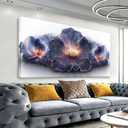 Flower Abstract Wall Art Canvas Art Wall Decor Prints Picture Landscape Purple Flowers Painting Floral Wall Art Print Bedroom Bathroom Office Home Decor 20" X 40"Ready To Hang
