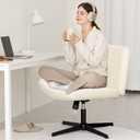 Orange Factory Criss Cross Chair No Wheel Wide Cross Legged Office Desk Vanity Chair Comfy Fabric Armless Adjustable Swivel for Home Computer Task (Beige No Wheel, Classic Fabric)