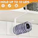 2 x Tumbler Lid Organizer Under Cabinet, Tumbler Lid Storage Hook Up to 10 Lids, Cup Lid Organizer Space Saving Tumbler Lid Hanger for Kitchen Storage, Horizontal Paper Towel Hanger (White)