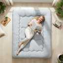 DUMOS Japanese Floor Mattress Twin Size, Futon Mattress Foldable with Removable Washable Cover, Portable Roll Up Tatami Mat for Kids Room, Dorm, Sleepovers and Solo Sleeper, Gray