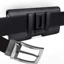 PiTau Phone Belt Case for iPhone 17 16 16e 15 14 13 12 11 Xs X XR (Including Pro Models), Cellphone Holster Clip Pouch, ID/Credit Card Holder, Fits with Otterbox Cover on, Black