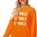 AOBUTE Womens Christmas Long Sleeve Sweatshirts Xmas Printed Casual Tops (Orange, XXL)
