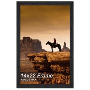 A PLUS MAX 14x22 Picture Frame, Black Engineered Wood Frame for 14 x 22 Inch Picture Poster Photo, Light Weight 14 by 22 Frame with Wood-grain for Wall - 1 Pack/Black/14 x22