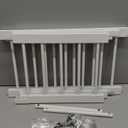 Fldofaves Dog Gate - 18"-45" Adjustable Extra Wide Metal Baby Gate to Step Over, 10" Tall Small Pet Gate with 3 Extension Kits, Pressure Mounted for Doorways & Stairs (White)