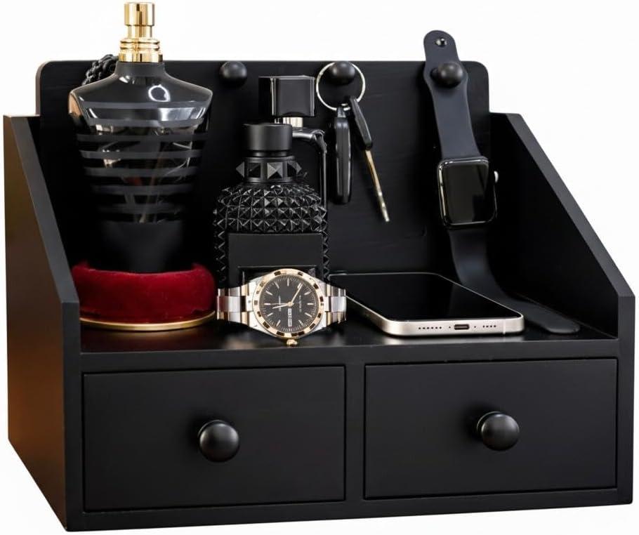 Mens Organizer,Cologne Organizer for Men with Drawer,Perfume Organizer,Cologne Stand,Perfume Stand,Bathroom Countertop Storage,Shelf for Dresser,Mens Bedroom Gift