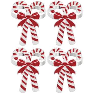 DOITOOL Christmas Napkin Ring Set of 4: Candy Cane Napkin Rings Metal Christmas Holder Holiday Ring Holders Buckle for Dinning Table Decoration