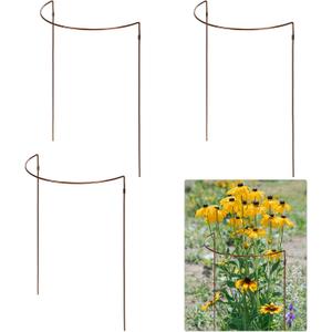 Vercraft 4 Pack Half Round Plant Support Stakes 18" x 29", Metal Cage