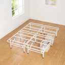 Amazon Basics Platform Bed Frame Full, Foldable Metal, Tool-Free Setup, 14 Inches High, White