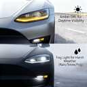 Right Front Fog Light with Amber DRL - Compatible with Model 3 (2017-2023) & Model Y (2019-2024) |Replacement Part Numbers 1077391-00-D/E/F | Plug & Play