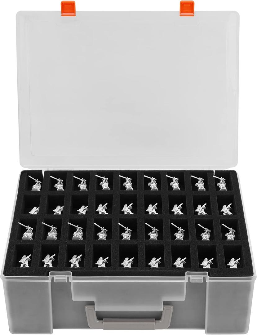 Miniature Storage Sturdy Carrying Figure Case -108 Slot Figurine Minature Carrying Case Compatible with D&D and More (Transparent) (Black)