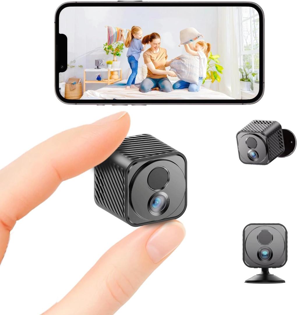 Upgraded Mini Camera 30-Day Battery Life, Wireless Hidden Camera 1080P HD with AI Motion Detection, Auto Night Vision, WiFi Pet, Baby Monitor, Nanny Cam for Home Office Security, Free cloud storage