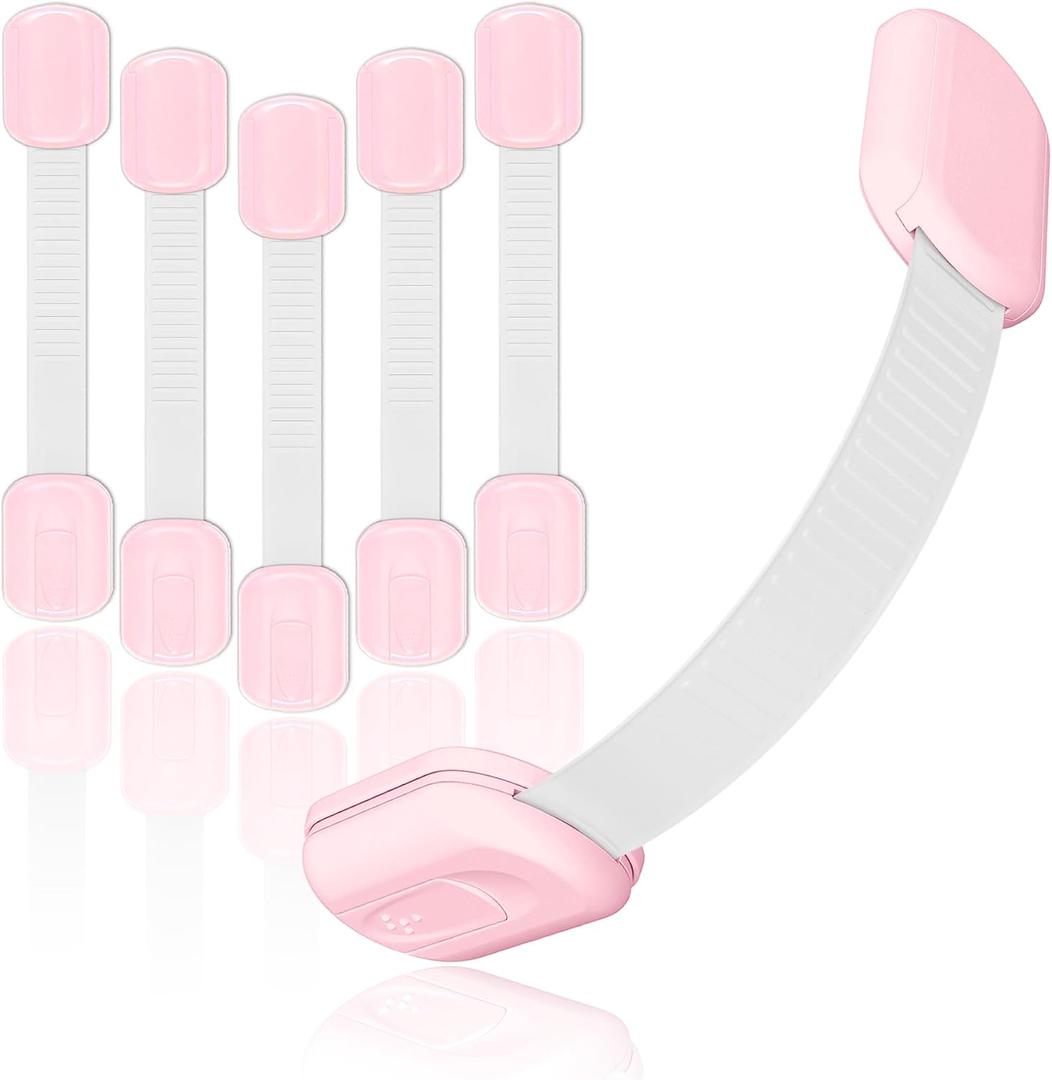 Cabinet Locks Provide Effective Baby Proofing - No Screws and Magnets Required Multi-purpose Suitable for Furniture Ovens Drawers Kitchens Toilet Seats (D - Pink, Pack of 6)