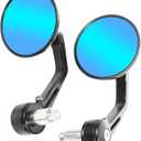 RACOONA Bar End Mirrors, Anti Glare Side View Mirrors for Handlebar, Fits Most Motorcycle with 7/8'' Handlebar (Blue Lense, Round)