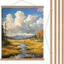 PATIKIL 2 Set Magnetic Poster Hanger Frame 28 Inch Wooden Magnet Picture Hangers Frames Wide Hanging Kit for Photos, Pictures, Artwork, Maps, Brown