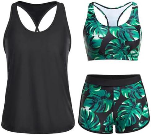 Yonique 3 Piece Athletic Tankini Swimsuits for Women with Shorts Swim Tank Tops with Sports Bra and Boyshorts Bathing Suits L Yonique 3 Piece Athletic Tankini Swimsuits for Women with Shorts Swim Tank Tops with Sports Bra and Boyshorts Bathing Suits L