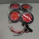 4 Pcs 4" Inch Round Led Trailer Tail Lights Red 12 LED, 4" Inch Round LED Stop Turn Brake Tail Lights Sealed Grommet Mount w/ 3 Prong Trailer Wire Pigtails RV Boat IP67 Waterproof 12V