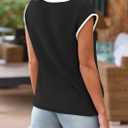 Imily Bela Summer Cap Sleeve Sweater Vest for Women Casual V Neck Sleeveless Knit Pullover Tank Tops 2025 Spring Shirts (Small, Black)