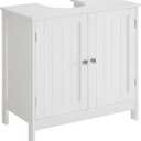 Iwell Pedestal Sink Storage Cabinet with 2 Doors and Shelf, Under Sink Cabinet, Bathroom Sink Cabinet with U-Shape, White