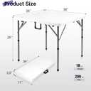 Byliable 34" Folding Square Card Table, Portable Heavy Duty HDPE Fold-in-Half Folding Table with Carrying Handle for Indoor/Outdoor Use Ideal for Picnic, Camping, Parties, White, 34IN