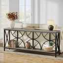 70.9-Inch Extra Long Sofa Table, Narrow Console Table Behind Couch with Storage for Entryway, Living Room, Entrance, Hallway, Foyer, Unique Geometric (Grey)