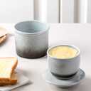 XELA Ceramic Butter Crock, French Butter Dish for Counter, Butter Keeper With Water Line for Spreadable Fresh Butter - Gradient Grey