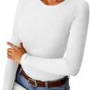 GKBK Womens Long Sleeve Ribbed Tops Fitted Stretch Basic Tee Shirts Casual Crewneck Tight Layering 2025 Fall Fashion Outfits, XS