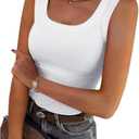 SVALIY Summer Womens Tank Tops 2026 Square Neck Fitted Sleeveless Shirts for Women Ribbed Basic Top, S